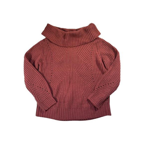 Burgundy Turtle Neck Crochet Sweater - Picture 1 of 3